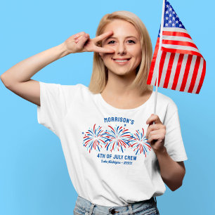 Red White Blue Fireworks Custom 4th of July Family T-Shirt