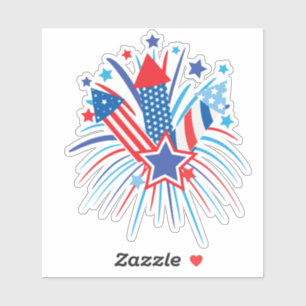 Red, white blue fireworks Custom-Cut Vinyl Sticker