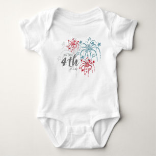 Red White & Blue Fireworks My First 4th of July Baby Bodysuit
