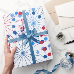 red white blue fireworks Patriotic party wrap Wrapping Paper