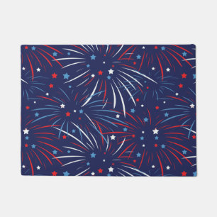 Red White Blue Fireworks Stars Doormat