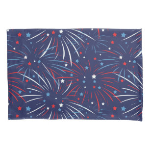 Red White Blue Fireworks Stars Pillowcase