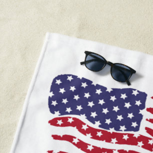 Red White Blue Flag Design Beach Towel