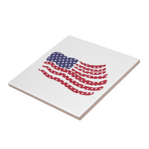 Red White Blue Flag Design Ceramic Tile