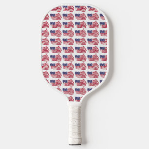 Red White Blue Flag Repeating Pattern Pickleball Paddle