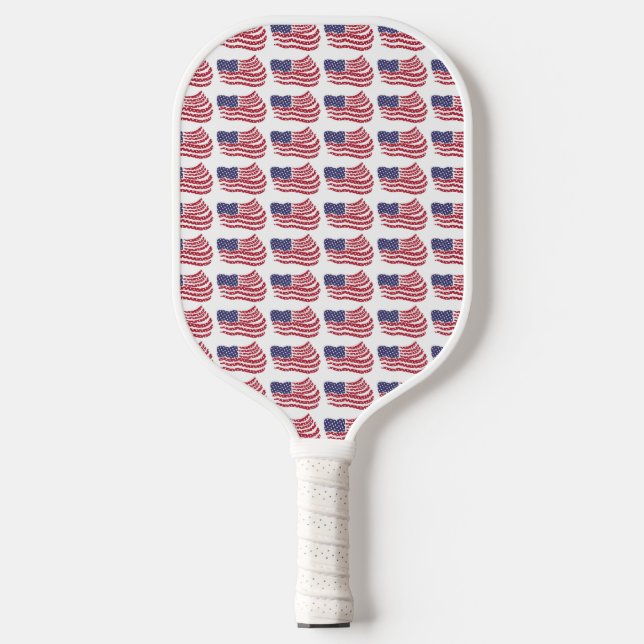 Red White Blue Flag Repeating Pattern Pickleball Paddle (Front)