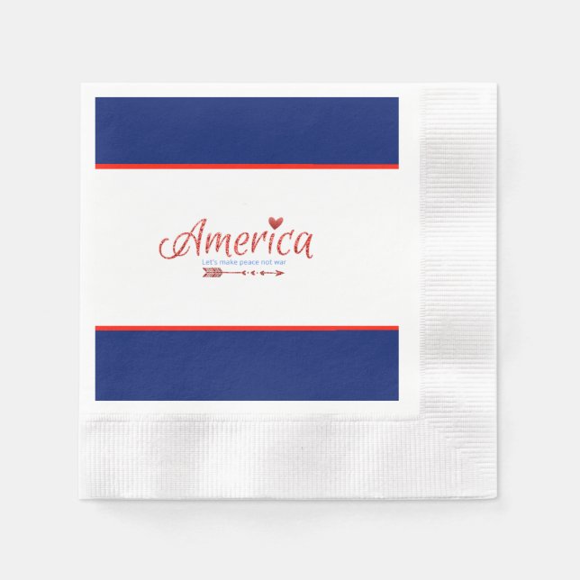 Red, white, blue, flag, stars, arrows, 4th of July Napkin (Front)
