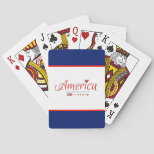 Red, white, blue, flag, stars, arrows, 4th of July Playing Cards