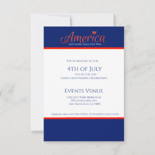 Red, white, blue, flag, stars, arrows, 4th of July RSVP Card