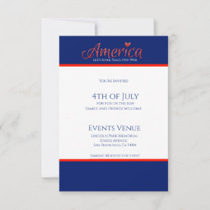 Red, white, blue, flag, stars, arrows, 4th of July RSVP Card
