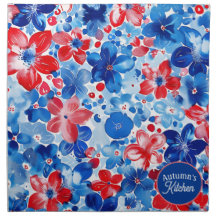 Red White & Blue Floral Dinner Napkin