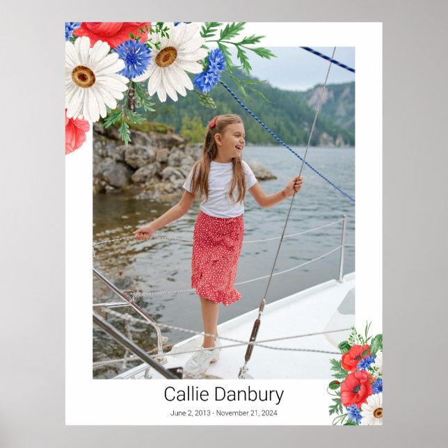 Red White Blue Floral Funeral Sign (Front)