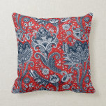 Red White & Blue Floral Paisley Bohemian Boho Cushion<br><div class="desc">Customise with or without text.</div>