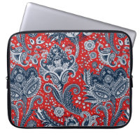 Red White & Blue Floral Paisley Bohemian Boho