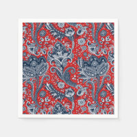 Red White & Blue Floral Paisley Bohemian Boho