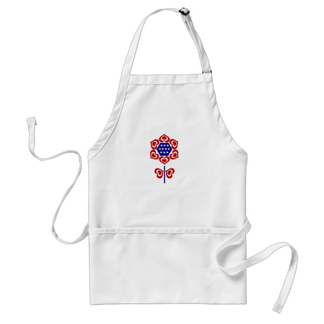 Red White Blue Flower Patriotic Design Standard Apron (Front)