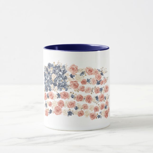 Red White Blue Flowers Mug (Center)