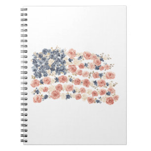 Red White Blue Flowers Notebook