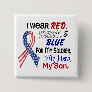 Red White Blue For My Son 15 Cm Square Badge
