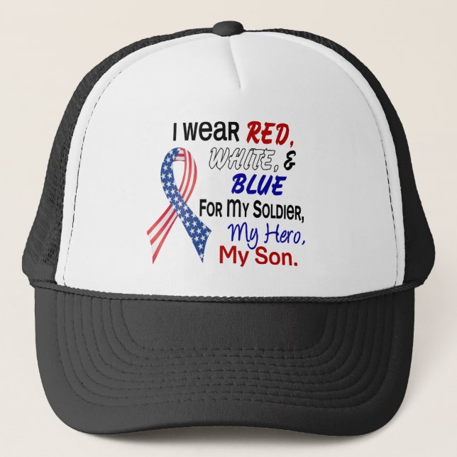 Red White Blue For My Son Trucker Hat (Front)