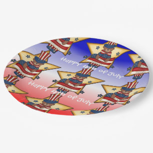 Red White & Blue Fourth Of July Bear Paper Plates
