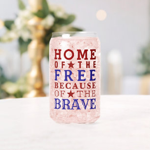 Red White Blue Fourth Of July Can Glass