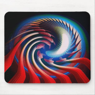 Red White Blue Fractal With Claws & Spikes Mouse Mat