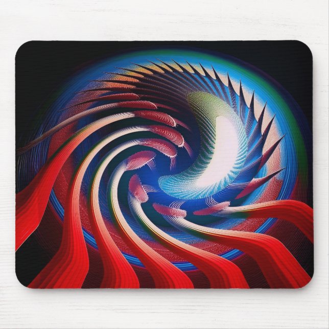 Red White Blue Fractal With Claws & Spikes Mouse Mat (Front)