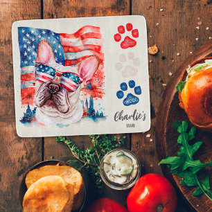 Red White Blue French Bulldog Dog American Flag Cutting Board