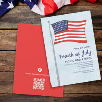 Red White Blue Fun Fourth Of July Flag QR Code