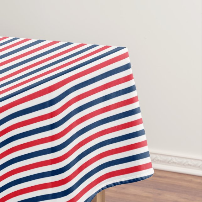 Red White & Blue Fun Patriotic Celebration Tablecloth (In Situ)