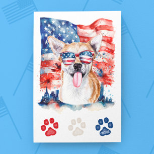 Red White Blue Funny Chihuahua Dog 4th of July Holiday Postcard