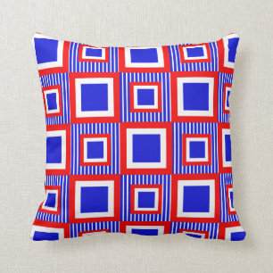 Red White Blue Geometric Cushion