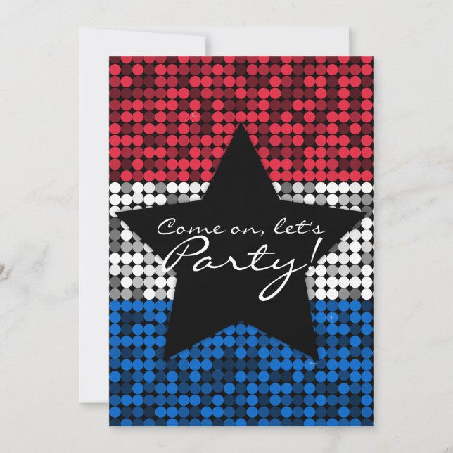 Red White & Blue Glam Custom Invitation (Front)