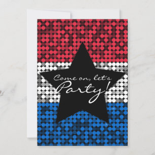 Red White & Blue Glam Custom Invitation