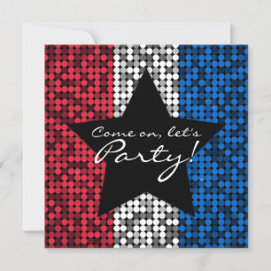 Red White & Blue Glam Custom Invitation