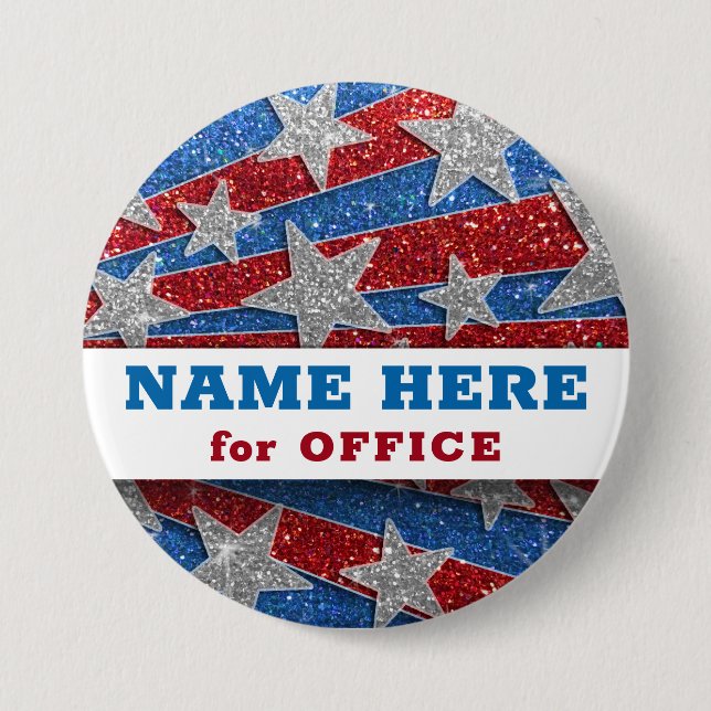 Red White Blue Glitter American Campaign Template 7.5 Cm Round Badge (Front)