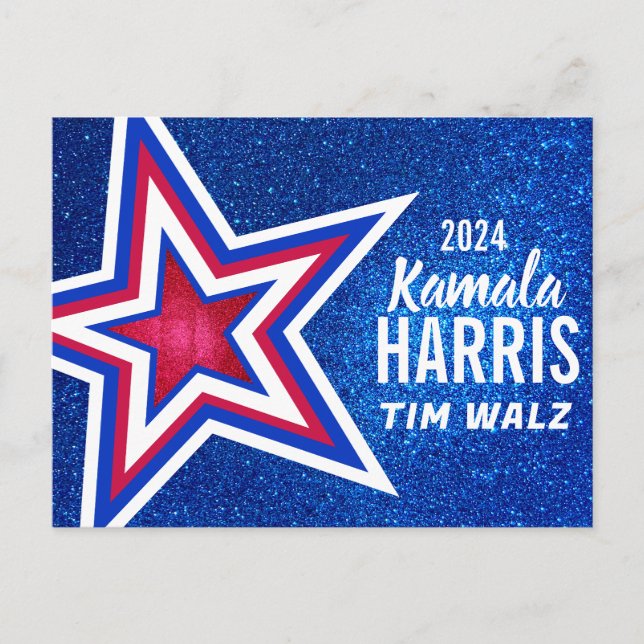 Red White Blue Glitter American Campaign Template Postcard (Front)