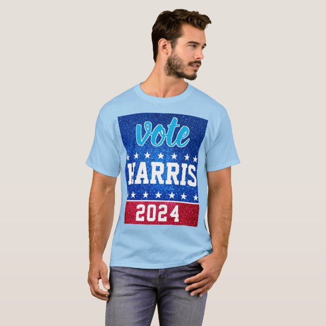 Red White Blue Glitter American Campaign Template T-Shirt (Front Full)