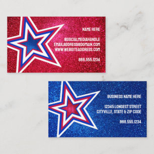 Red White Blue Glitter American Stars Template Business Card