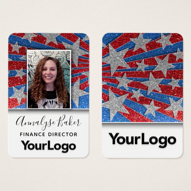 Red White & Blue Glitter Elect USA Military Photo (Front & Back)