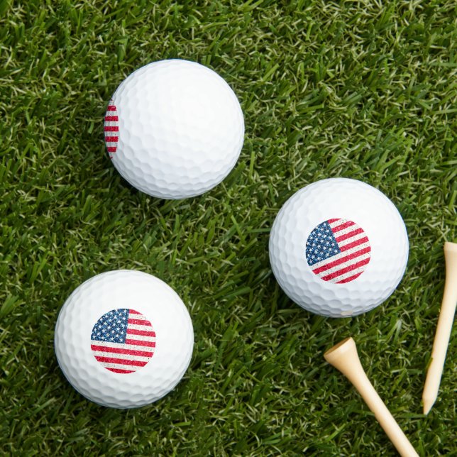 Red White Blue Glitter Patriotic American USA Flag Golf Balls (Insitu Grass)