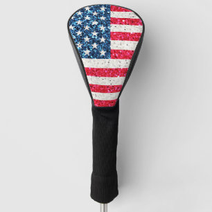 Red White Blue Glitter Patriotic American USA Flag Golf Head Cover