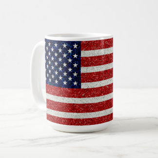 Red White Blue Glitter (Style) USA Flag Coffee Mug