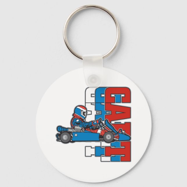 Red, White Blue Go Cart Key Ring (Front)