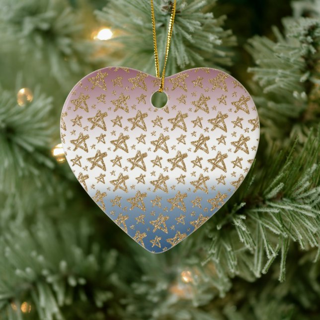Red White Blue Gold Glitter Stars Ceramic Tree Decoration (Tree)
