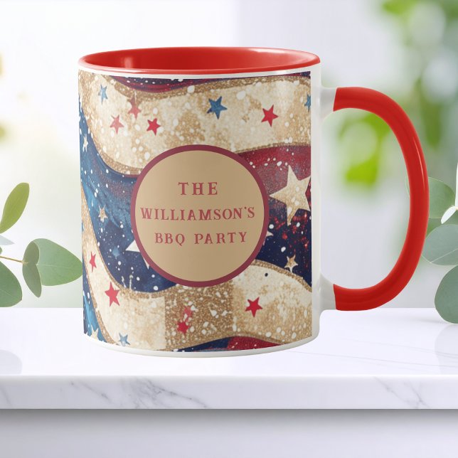 Red White Blue Golden Stripes Mug (Creator Uploaded)