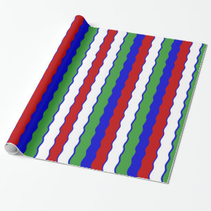 Red, White, Blue & Green Christmas Waves Wrapping Wrapping Paper