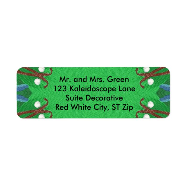 Red White Blue Green Kaleidoscope Christmas Labels (Front)