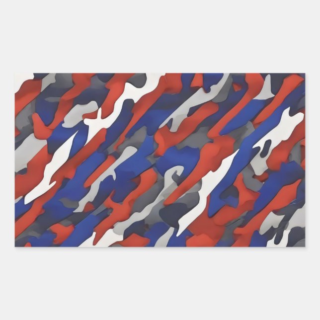 red white blue grey camouflage rectangular sticker (Front)